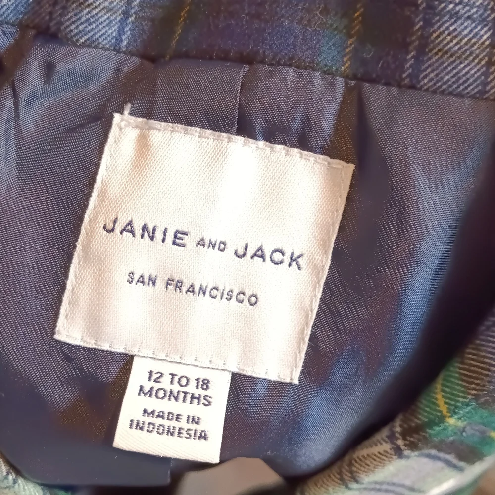 Janie&Jack Flannel Tartan Plaid Blazer Sport Coat Size 12-18M